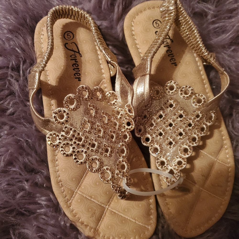 Gold rhinestones sandal